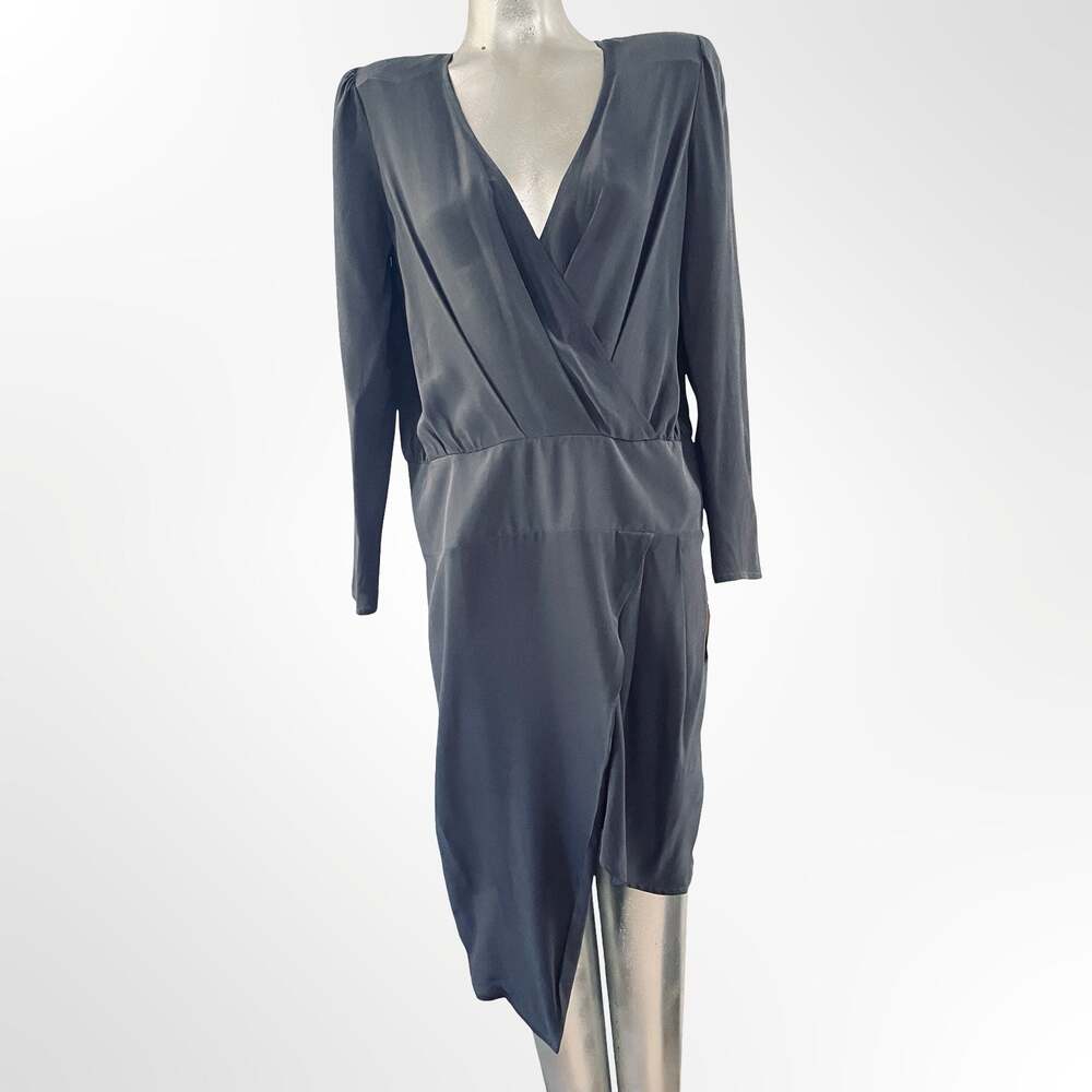 Topshop Boutique Long Sleeve Crossover Silk Dress
